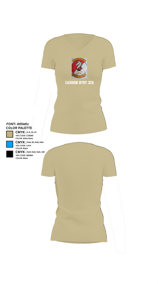 Womens Short Sleeve Vneck Shirt, Caisson BTRY 3CR, , Teamtime, Team time, sublimation, custom sports apparel, team uniforms, spirit wear, spiritwear, sports uniforms, custom shirts, team store, custom team store, fundraiser sports, apparel fundraiser