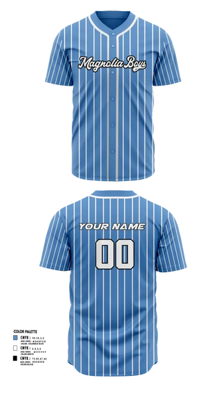 Full Button Baseball Jersey, MAGNOLIA BOYS, Baseball, Teamtime, Team time, sublimation, custom sports apparel, team uniforms, spirit wear, spiritwear, sports uniforms, custom shirts, team store, custom team store, fundraiser sports, apparel fundraiser