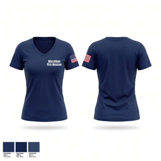 Womens Short Sleeve Vneck Shirt, Marathon Fire Rescue, Fire Department, Teamtime, Team time, sublimation, custom sports apparel, team uniforms, spirit wear, spiritwear, sports uniforms, custom shirts, team store, custom team store, fundraiser sports, apparel fundraiser