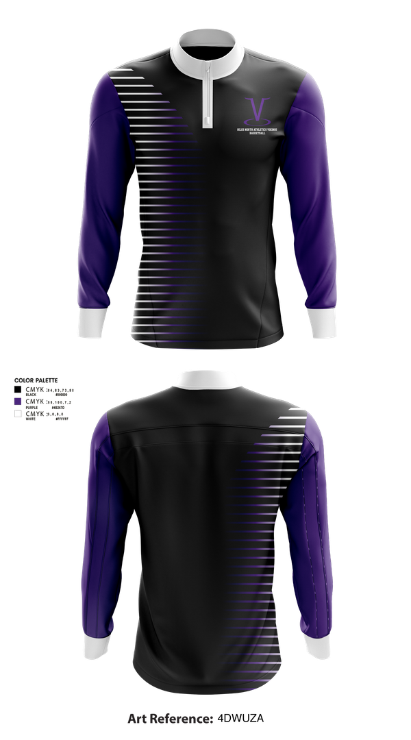 Quarter Zip Jacket, Niles North Athletics Vikings Basketball, Men's Basketball, Teamtime, Team time, sublimation, custom sports apparel, team uniforms, spirit wear, spiritwear, sports uniforms, custom shirts, team store, custom team store, fundraiser sports, apparel fundraiser