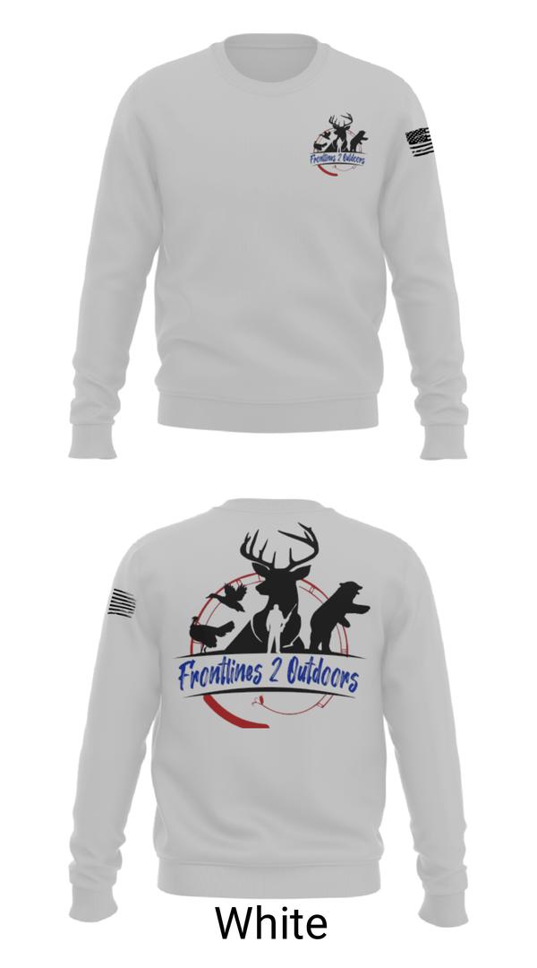 Crew Neck Sweatshirt, Frontlines 2 Outdoors (F2O), , Teamtime, Team time, sublimation, custom sports apparel, team uniforms, spirit wear, spiritwear, sports uniforms, custom shirts, team store, custom team store, fundraiser sports, apparel fundraiser