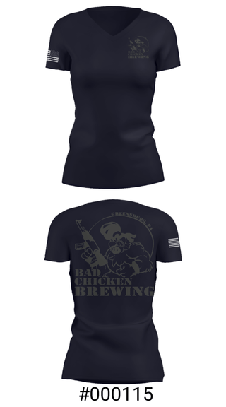 Women's Short Sleeve Vneck Shirt, Bad Chicken Brewing, Army, Teamtime, Team time, sublimation, custom sports apparel, team uniforms, spirit wear, spiritwear, sports uniforms, custom shirts, team store, custom team store, fundraiser sports, apparel fundraiser