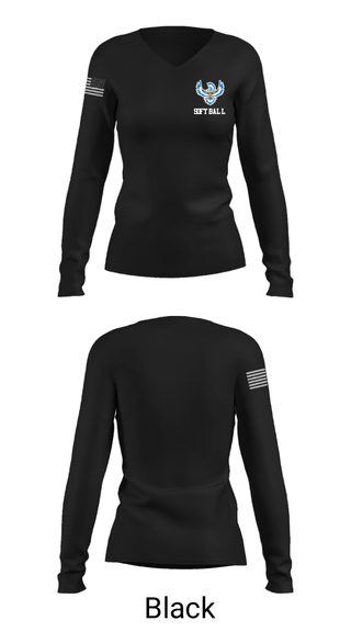 Women's Long Sleeve Vneck Shirt, Thunderbird Softball, Softball, Teamtime, Team time, sublimation, custom sports apparel, team uniforms, spirit wear, spiritwear, sports uniforms, custom shirts, team store, custom team store, fundraiser sports, apparel fundraiser