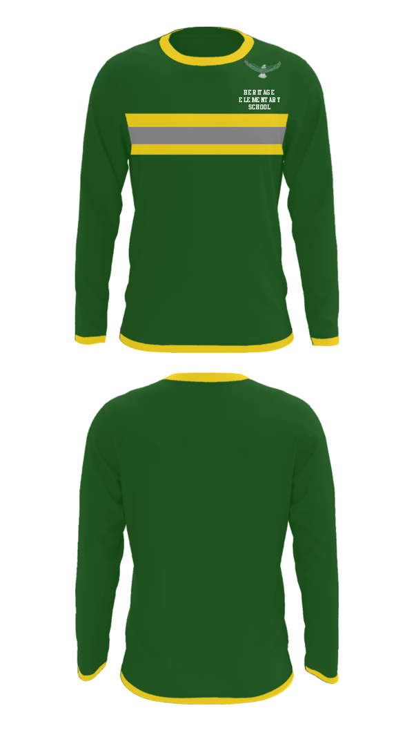 Long Sleeve Performance Shirt, Heritage Elementary School, Spirit Store, Teamtime, Team time, sublimation, custom sports apparel, team uniforms, spirit wear, spiritwear, sports uniforms, custom shirts, team store, custom team store, fundraiser sports, apparel fundraiser