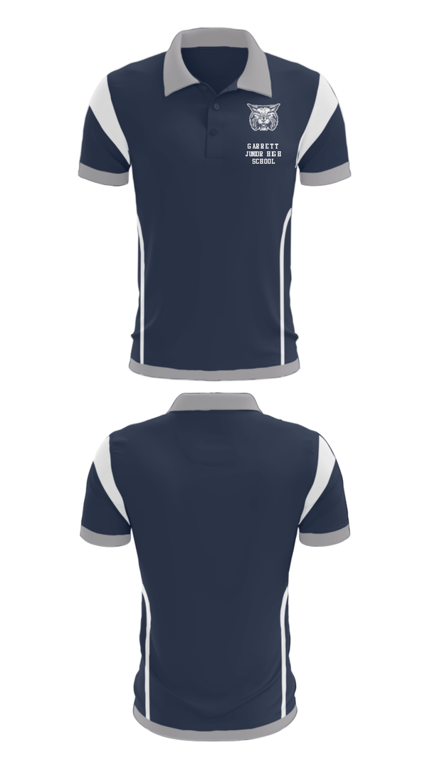 Short Sleeve Performance Polo, Garrett Junior High School, Spirit Store, Teamtime, Team time, sublimation, custom sports apparel, team uniforms, spirit wear, spiritwear, sports uniforms, custom shirts, team store, custom team store, fundraiser sports, apparel fundraiser