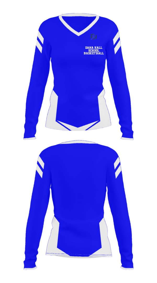 Women's Long Sleeve Vneck Shirt, Dana Hall School Basketball, Women's Basketball, Teamtime, Team time, sublimation, custom sports apparel, team uniforms, spirit wear, spiritwear, sports uniforms, custom shirts, team store, custom team store, fundraiser sports, apparel fundraiser