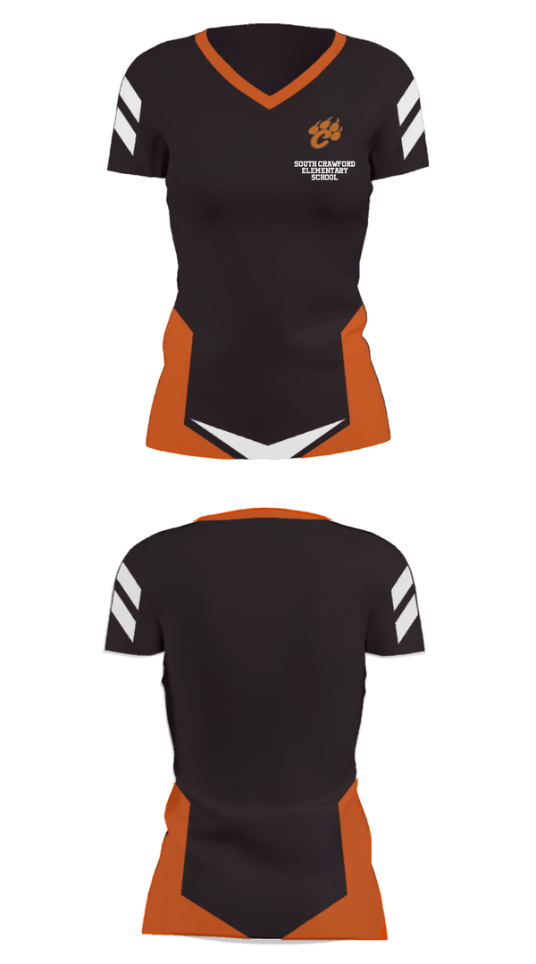 Women's Short Sleeve Vneck Shirt, South Crawford Elementary School, Spirit Store, Teamtime, Team time, sublimation, custom sports apparel, team uniforms, spirit wear, spiritwear, sports uniforms, custom shirts, team store, custom team store, fundraiser sports, apparel fundraiser