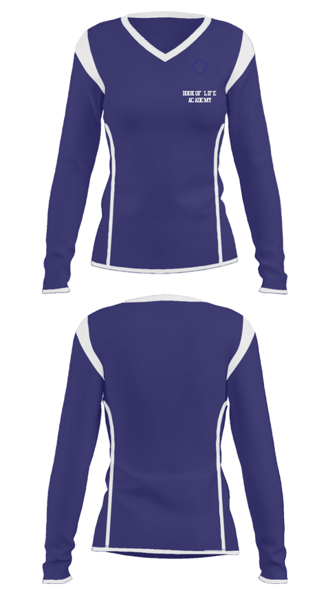 Women's Long Sleeve Vneck Shirt, Book Of Life Academy, Spirit Store, Teamtime, Team time, sublimation, custom sports apparel, team uniforms, spirit wear, spiritwear, sports uniforms, custom shirts, team store, custom team store, fundraiser sports, apparel fundraiser
