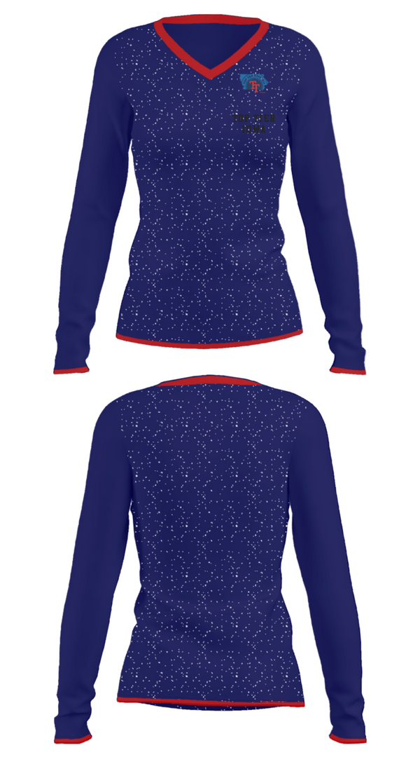 Women's Long Sleeve Vneck Shirt, Top Tier Iowa, Baseball, Teamtime, Team time, sublimation, custom sports apparel, team uniforms, spirit wear, spiritwear, sports uniforms, custom shirts, team store, custom team store, fundraiser sports, apparel fundraiser