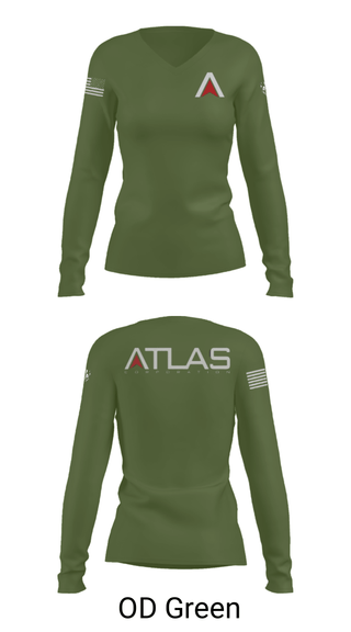 Women's Long Sleeve Vneck Shirt, , Army, Teamtime, Team time, sublimation, custom sports apparel, team uniforms, spirit wear, spiritwear, sports uniforms, custom shirts, team store, custom team store, fundraiser sports, apparel fundraiser
