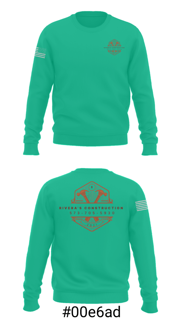 Crew Neck Sweatshirt, Rivera's Construction, , Teamtime, Team time, sublimation, custom sports apparel, team uniforms, spirit wear, spiritwear, sports uniforms, custom shirts, team store, custom team store, fundraiser sports, apparel fundraiser