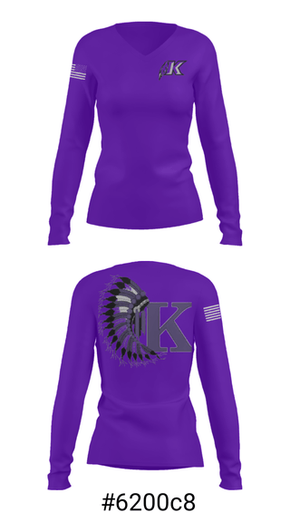 Women's Long Sleeve Vneck Shirt, Keokuk High School, Spirit Store, Teamtime, Team time, sublimation, custom sports apparel, team uniforms, spirit wear, spiritwear, sports uniforms, custom shirts, team store, custom team store, fundraiser sports, apparel fundraiser