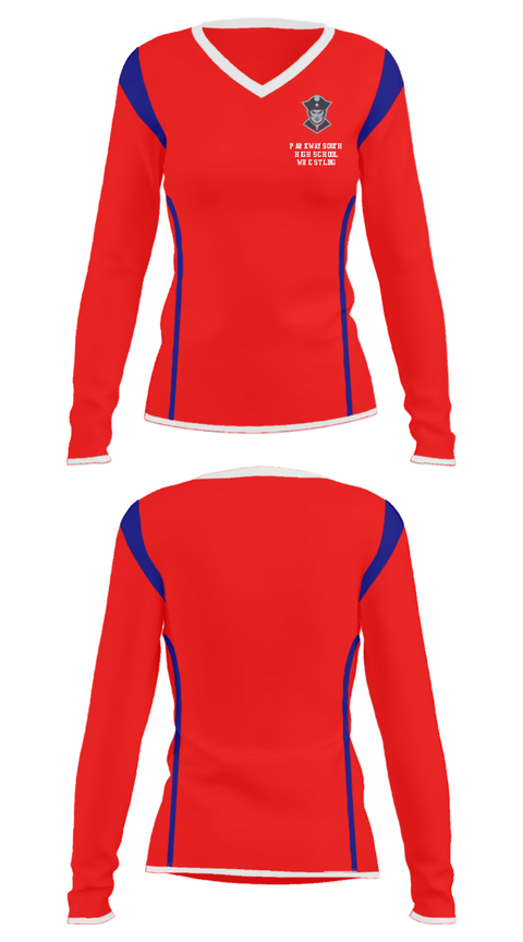 Women's Long Sleeve Vneck Shirt, Parkway South High School Wrestling, Wrestling, Teamtime, Team time, sublimation, custom sports apparel, team uniforms, spirit wear, spiritwear, sports uniforms, custom shirts, team store, custom team store, fundraiser sports, apparel fundraiser