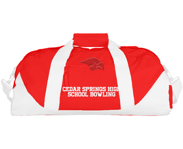 Duffle Bag, Cedar Springs High School Bowling, Bowling, Teamtime, Team time, sublimation, custom sports apparel, team uniforms, spirit wear, spiritwear, sports uniforms, custom shirts, team store, custom team store, fundraiser sports, apparel fundraiser