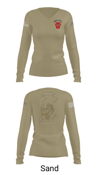 Women's Long Sleeve Vneck Shirt, 1-111th IN BN 38506759, Army, Teamtime, Team time, sublimation, custom sports apparel, team uniforms, spirit wear, spiritwear, sports uniforms, custom shirts, team store, custom team store, fundraiser sports, apparel fundraiser