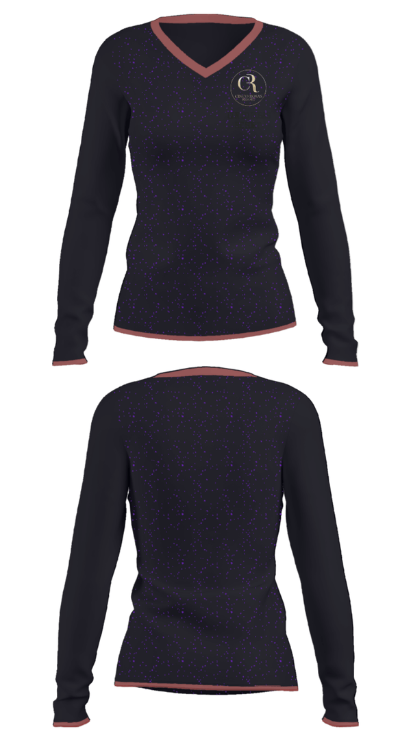 Women's Long Sleeve Vneck Shirt, Cinco Rosas Resort, Tennis, Teamtime, Team time, sublimation, custom sports apparel, team uniforms, spirit wear, spiritwear, sports uniforms, custom shirts, team store, custom team store, fundraiser sports, apparel fundraiser