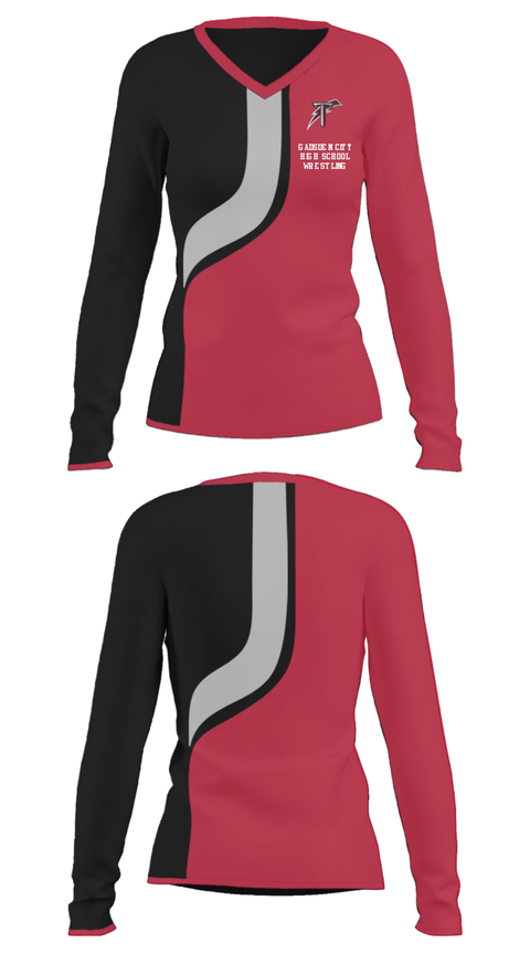 Women's Long Sleeve Vneck Shirt, Gadsden City High School Wrestling, Wrestling, Teamtime, Team time, sublimation, custom sports apparel, team uniforms, spirit wear, spiritwear, sports uniforms, custom shirts, team store, custom team store, fundraiser sports, apparel fundraiser