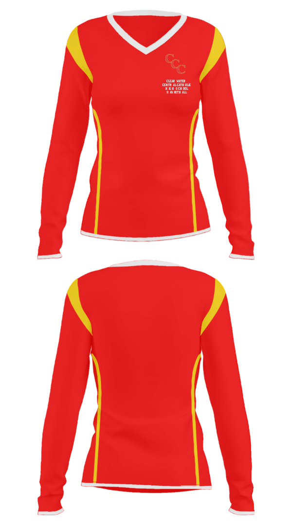 Women's Long Sleeve Vneck Shirt, Clearwater Central Catholic High School Basketball, Women's Basketball, Teamtime, Team time, sublimation, custom sports apparel, team uniforms, spirit wear, spiritwear, sports uniforms, custom shirts, team store, custom team store, fundraiser sports, apparel fundraiser
