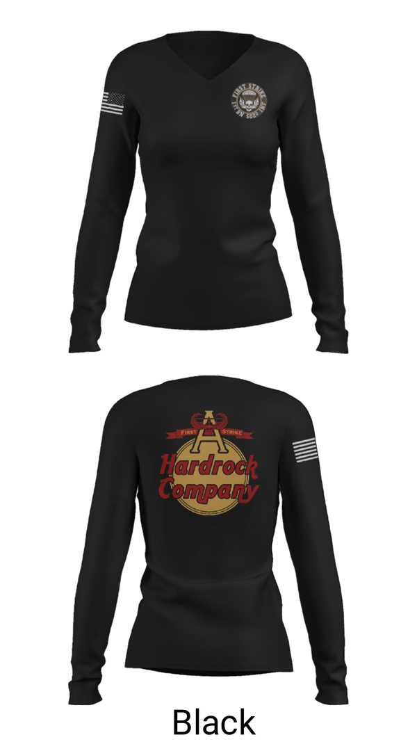 Women's Long Sleeve Vneck Shirt, Hardrock Company, Army, Teamtime, Team time, sublimation, custom sports apparel, team uniforms, spirit wear, spiritwear, sports uniforms, custom shirts, team store, custom team store, fundraiser sports, apparel fundraiser