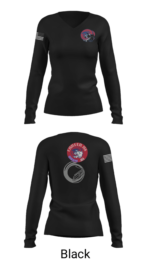 Women's Long Sleeve Vneck Shirt, Carver rams, Football, Teamtime, Team time, sublimation, custom sports apparel, team uniforms, spirit wear, spiritwear, sports uniforms, custom shirts, team store, custom team store, fundraiser sports, apparel fundraiser