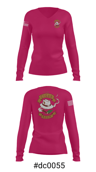 Women's Long Sleeve Vneck Shirt, The Cigar Room, , Teamtime, Team time, sublimation, custom sports apparel, team uniforms, spirit wear, spiritwear, sports uniforms, custom shirts, team store, custom team store, fundraiser sports, apparel fundraiser