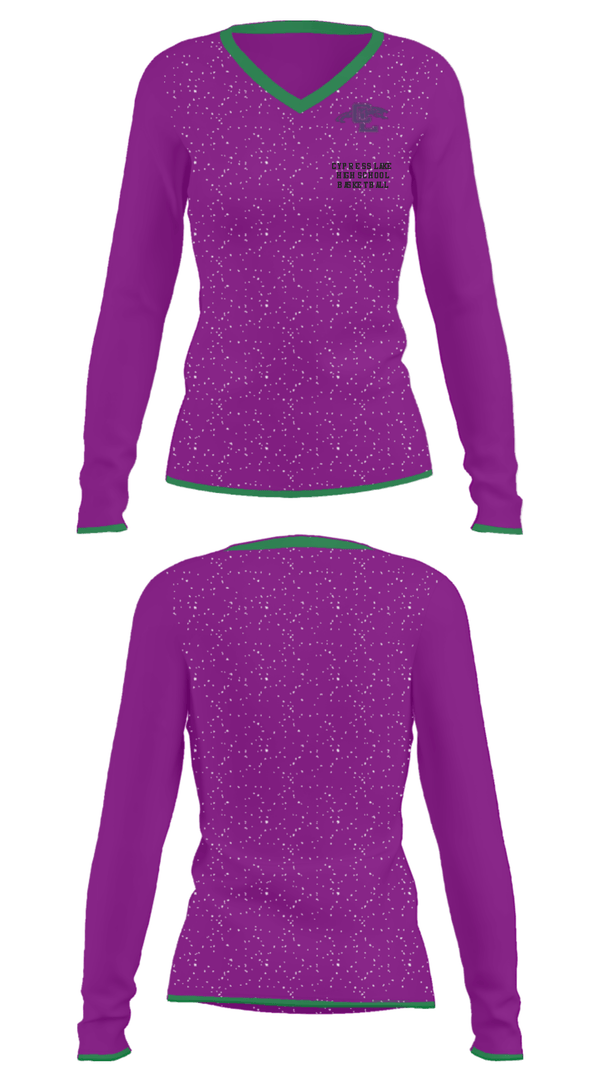Women's Long Sleeve Vneck Shirt, Cypress Lake High School Basketball, Women's Basketball, Teamtime, Team time, sublimation, custom sports apparel, team uniforms, spirit wear, spiritwear, sports uniforms, custom shirts, team store, custom team store, fundraiser sports, apparel fundraiser