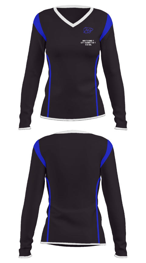 Women's Long Sleeve Vneck Shirt, Montgomery City Elementary School, Spirit Store, Teamtime, Team time, sublimation, custom sports apparel, team uniforms, spirit wear, spiritwear, sports uniforms, custom shirts, team store, custom team store, fundraiser sports, apparel fundraiser