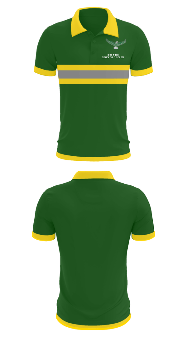 Short Sleeve Performance Polo, Heritage Elementary School, Spirit Store, Teamtime, Team time, sublimation, custom sports apparel, team uniforms, spirit wear, spiritwear, sports uniforms, custom shirts, team store, custom team store, fundraiser sports, apparel fundraiser