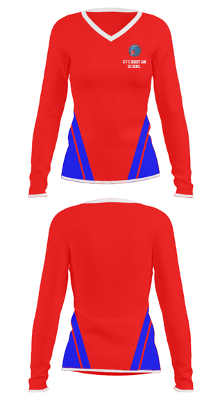 Women's Long Sleeve Vneck Shirt, GV Christian School, Spirit Store, Teamtime, Team time, sublimation, custom sports apparel, team uniforms, spirit wear, spiritwear, sports uniforms, custom shirts, team store, custom team store, fundraiser sports, apparel fundraiser