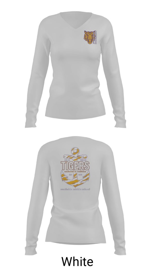 Women's Long Sleeve Vneck Shirt, Southside Middle School, Spirit Store, Teamtime, Team time, sublimation, custom sports apparel, team uniforms, spirit wear, spiritwear, sports uniforms, custom shirts, team store, custom team store, fundraiser sports, apparel fundraiser