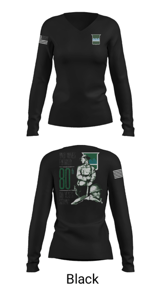 Women's Long Sleeve Vneck Shirt, 80th Training Command, , Teamtime, Team time, sublimation, custom sports apparel, team uniforms, spirit wear, spiritwear, sports uniforms, custom shirts, team store, custom team store, fundraiser sports, apparel fundraiser