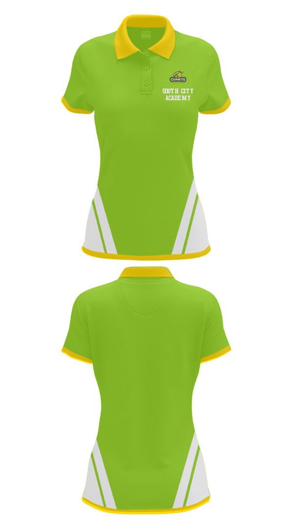 Women's Short Sleeve Performance Polo, South City Academy, Spirit Store, Teamtime, Team time, sublimation, custom sports apparel, team uniforms, spirit wear, spiritwear, sports uniforms, custom shirts, team store, custom team store, fundraiser sports, apparel fundraiser