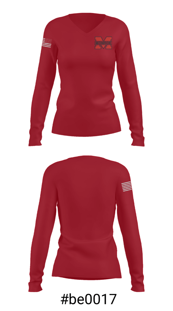 Women's Long Sleeve Vneck Shirt, Monroe Middle School, Wrestling, Teamtime, Team time, sublimation, custom sports apparel, team uniforms, spirit wear, spiritwear, sports uniforms, custom shirts, team store, custom team store, fundraiser sports, apparel fundraiser