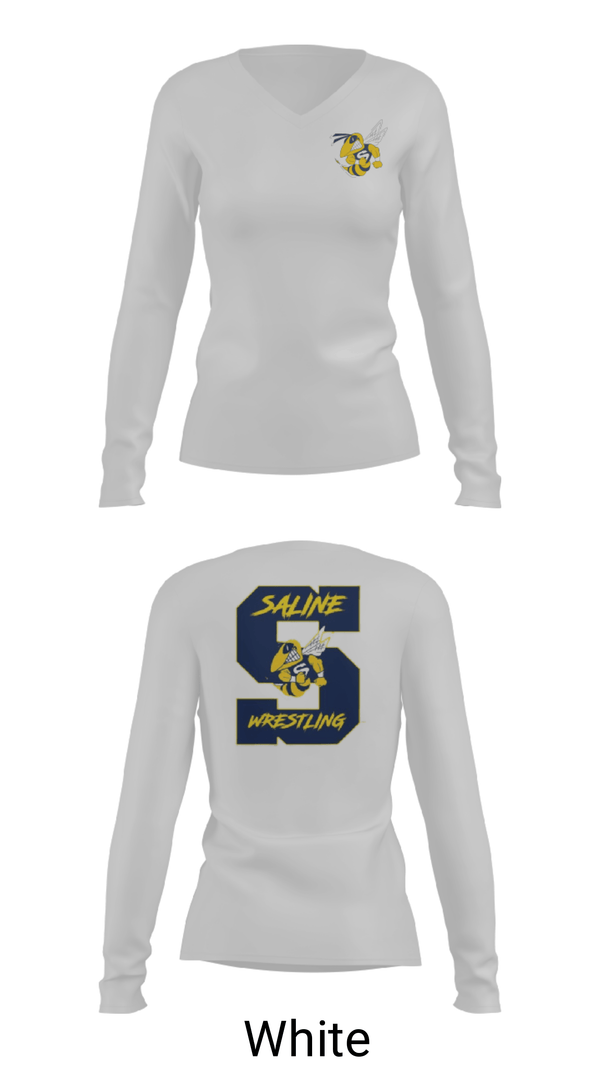 Women's Long Sleeve Vneck Shirt, Saline Middle School Wrestling, Wrestling, Teamtime, Team time, sublimation, custom sports apparel, team uniforms, spirit wear, spiritwear, sports uniforms, custom shirts, team store, custom team store, fundraiser sports, apparel fundraiser