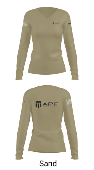 Women's Long Sleeve Vneck Shirt, APF, Army, Teamtime, Team time, sublimation, custom sports apparel, team uniforms, spirit wear, spiritwear, sports uniforms, custom shirts, team store, custom team store, fundraiser sports, apparel fundraiser