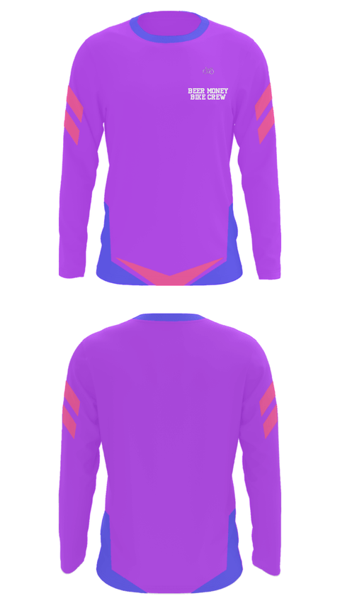 Long Sleeve Performance Shirt, Beer Money Bike Crew, Cycling, Teamtime, Team time, sublimation, custom sports apparel, team uniforms, spirit wear, spiritwear, sports uniforms, custom shirts, team store, custom team store, fundraiser sports, apparel fundraiser