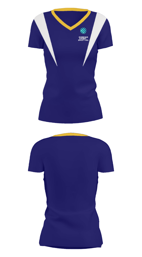 Women's Short Sleeve Vneck Shirt, Crossroads Academy – Quality Hill, Spirit Store, Teamtime, Team time, sublimation, custom sports apparel, team uniforms, spirit wear, spiritwear, sports uniforms, custom shirts, team store, custom team store, fundraiser sports, apparel fundraiser