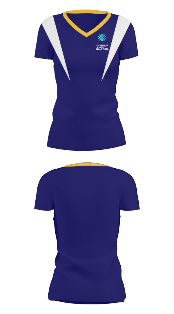 Women's Short Sleeve Vneck Shirt, Crossroads Academy – Quality Hill, Spirit Store, Teamtime, Team time, sublimation, custom sports apparel, team uniforms, spirit wear, spiritwear, sports uniforms, custom shirts, team store, custom team store, fundraiser sports, apparel fundraiser
