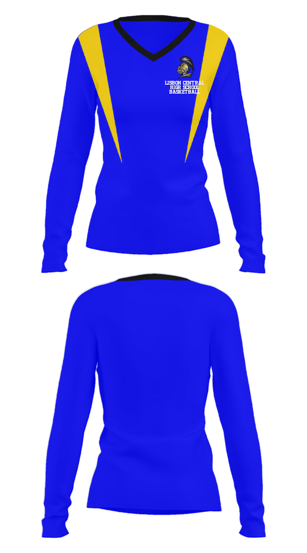 Women's Long Sleeve Vneck Shirt, Lisbon Central High School Basketball, Men's Basketball, Teamtime, Team time, sublimation, custom sports apparel, team uniforms, spirit wear, spiritwear, sports uniforms, custom shirts, team store, custom team store, fundraiser sports, apparel fundraiser