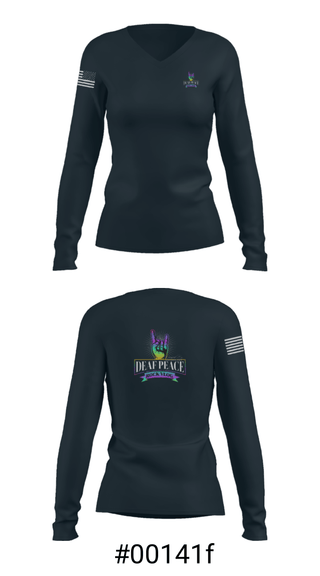 Women's Long Sleeve Vneck Shirt, DeafPeaceRockVlog, , Teamtime, Team time, sublimation, custom sports apparel, team uniforms, spirit wear, spiritwear, sports uniforms, custom shirts, team store, custom team store, fundraiser sports, apparel fundraiser
