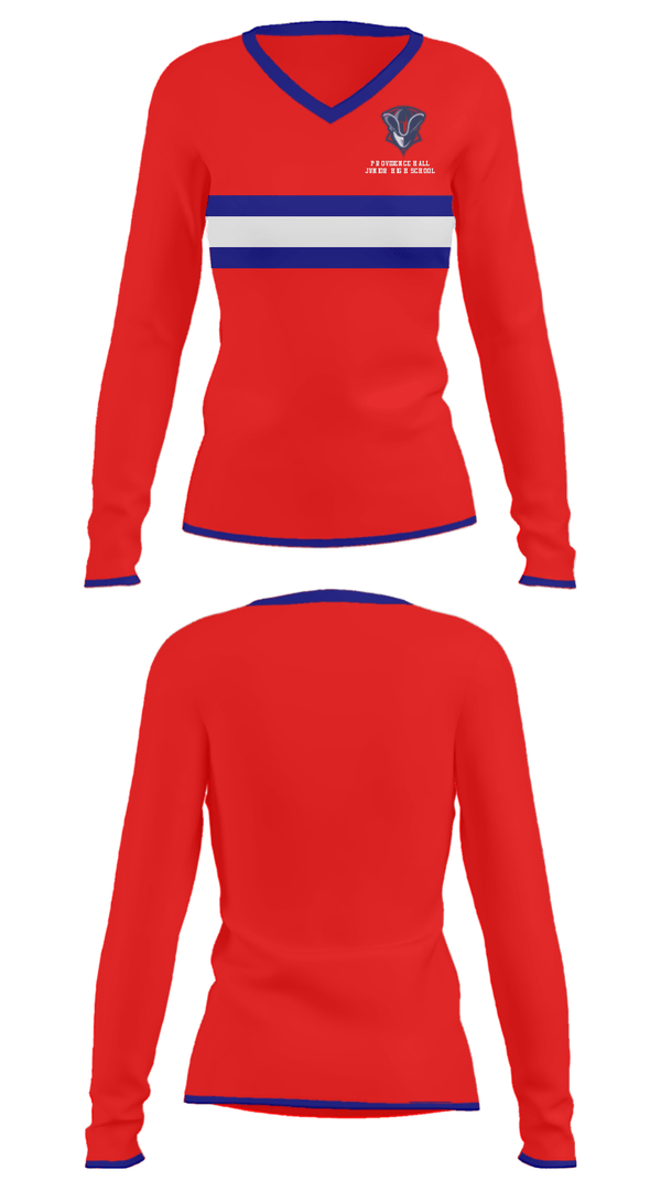 Women's Long Sleeve Vneck Shirt, Providence Hall Junior High School, Spirit Store, Teamtime, Team time, sublimation, custom sports apparel, team uniforms, spirit wear, spiritwear, sports uniforms, custom shirts, team store, custom team store, fundraiser sports, apparel fundraiser