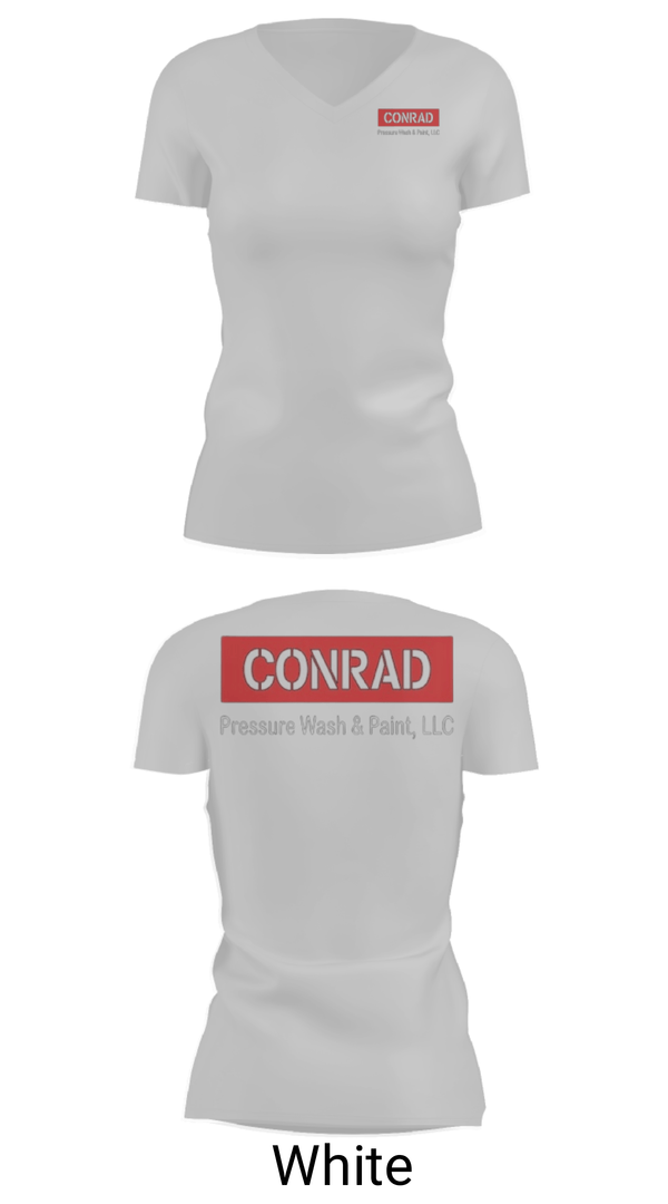 Women's Short Sleeve Vneck Shirt, Conrad Pressure Wash & Paint, , Teamtime, Team time, sublimation, custom sports apparel, team uniforms, spirit wear, spiritwear, sports uniforms, custom shirts, team store, custom team store, fundraiser sports, apparel fundraiser