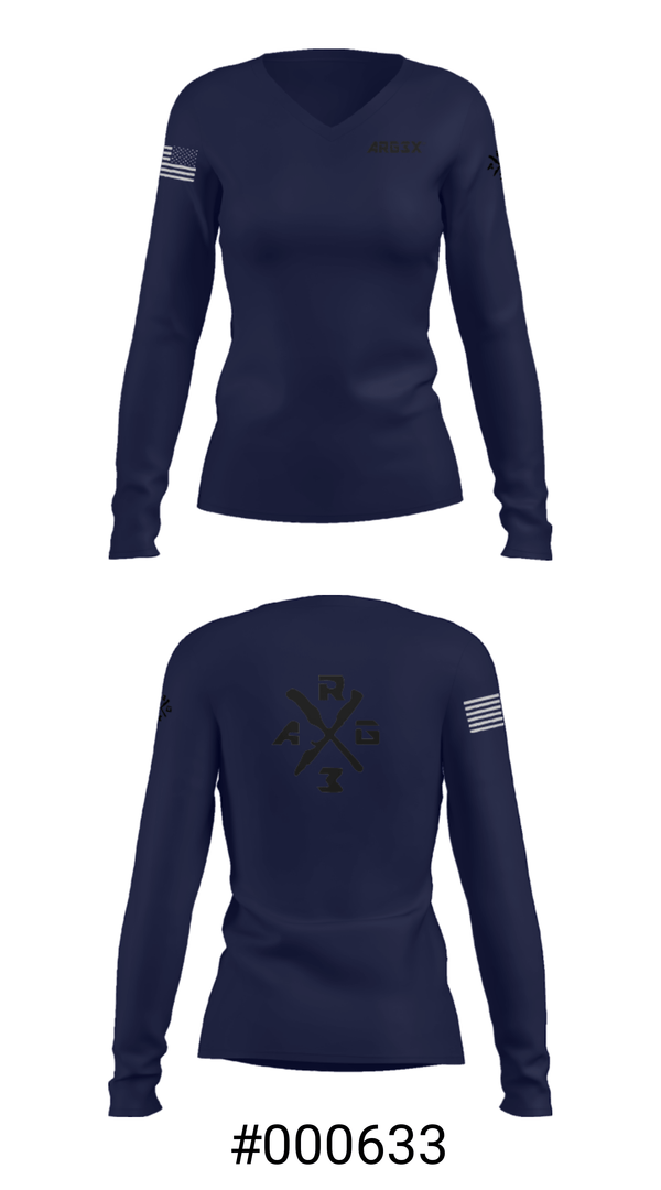 Women's Long Sleeve Vneck Shirt, ARG3X®️, , Teamtime, Team time, sublimation, custom sports apparel, team uniforms, spirit wear, spiritwear, sports uniforms, custom shirts, team store, custom team store, fundraiser sports, apparel fundraiser
