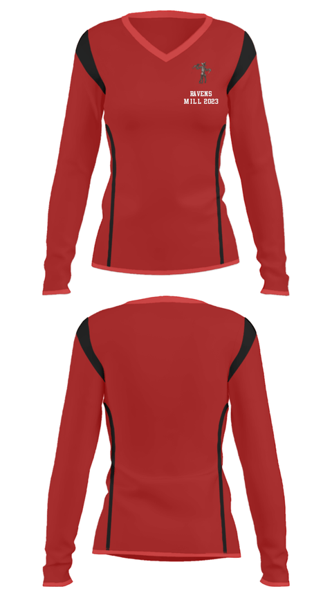 Women's Long Sleeve Vneck Shirt, Ravens mill 2023, , Teamtime, Team time, sublimation, custom sports apparel, team uniforms, spirit wear, spiritwear, sports uniforms, custom shirts, team store, custom team store, fundraiser sports, apparel fundraiser