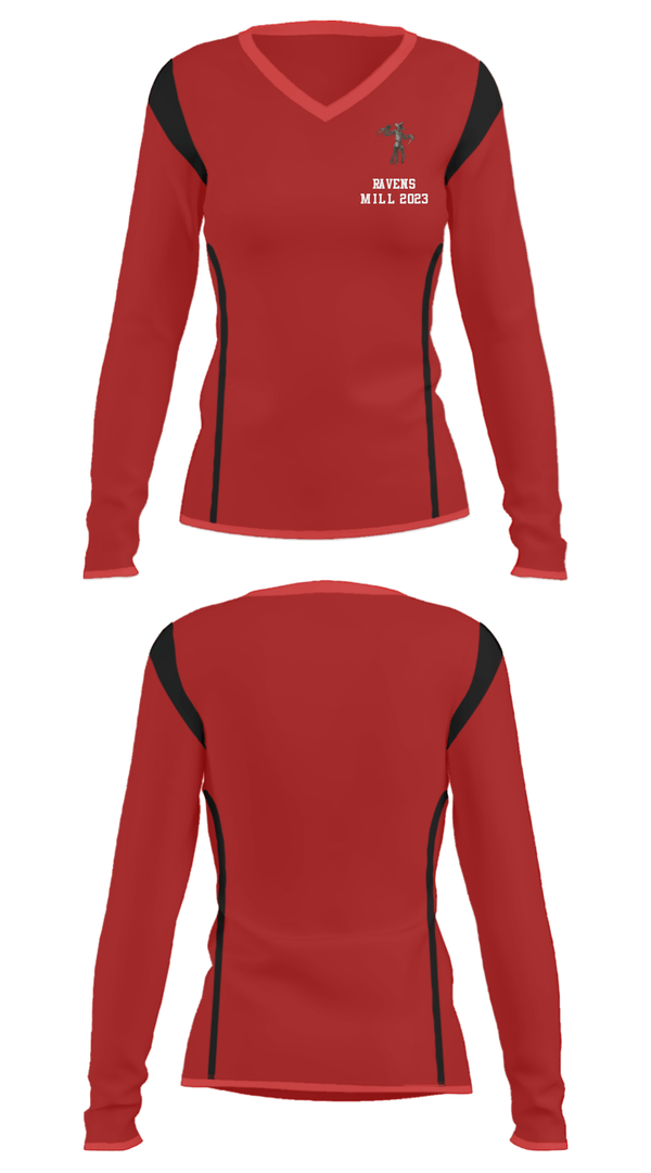 Women's Long Sleeve Vneck Shirt, Ravens mill 2023, , Teamtime, Team time, sublimation, custom sports apparel, team uniforms, spirit wear, spiritwear, sports uniforms, custom shirts, team store, custom team store, fundraiser sports, apparel fundraiser