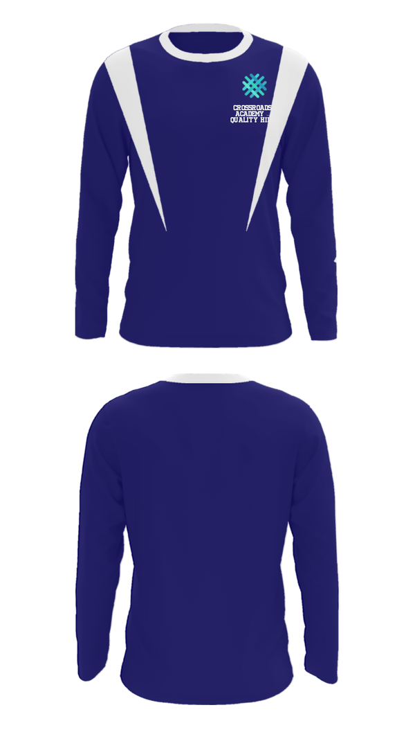 Long Sleeve Performance Shirt, Crossroads Academy – Quality Hill, Spirit Store, Teamtime, Team time, sublimation, custom sports apparel, team uniforms, spirit wear, spiritwear, sports uniforms, custom shirts, team store, custom team store, fundraiser sports, apparel fundraiser