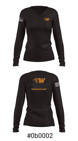 Women's Long Sleeve Vneck Shirt, Turlington Woods Alternative School, Spirit Store, Teamtime, Team time, sublimation, custom sports apparel, team uniforms, spirit wear, spiritwear, sports uniforms, custom shirts, team store, custom team store, fundraiser sports, apparel fundraiser