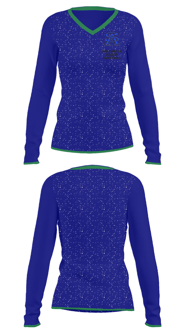 Women's Long Sleeve Vneck Shirt, Southampton Academy Basketball, Men's Basketball, Teamtime, Team time, sublimation, custom sports apparel, team uniforms, spirit wear, spiritwear, sports uniforms, custom shirts, team store, custom team store, fundraiser sports, apparel fundraiser