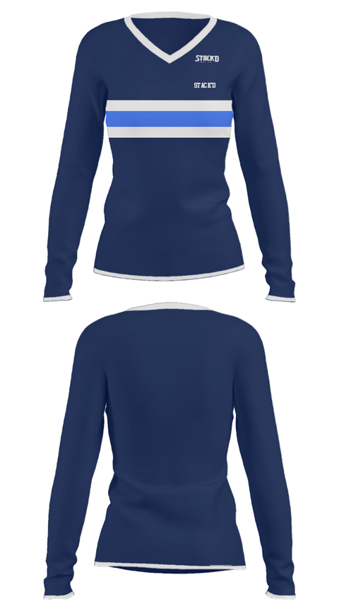 Women's Long Sleeve Vneck Shirt, Stack'd, , Teamtime, Team time, sublimation, custom sports apparel, team uniforms, spirit wear, spiritwear, sports uniforms, custom shirts, team store, custom team store, fundraiser sports, apparel fundraiser
