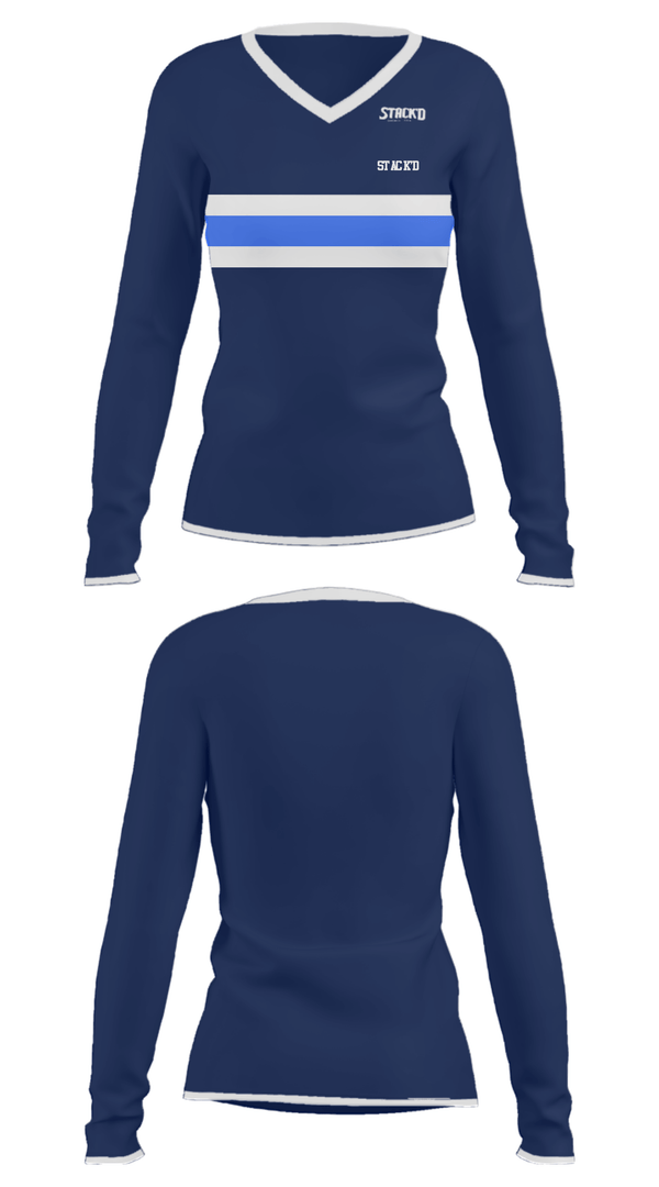Women's Long Sleeve Vneck Shirt, Stack'd, , Teamtime, Team time, sublimation, custom sports apparel, team uniforms, spirit wear, spiritwear, sports uniforms, custom shirts, team store, custom team store, fundraiser sports, apparel fundraiser